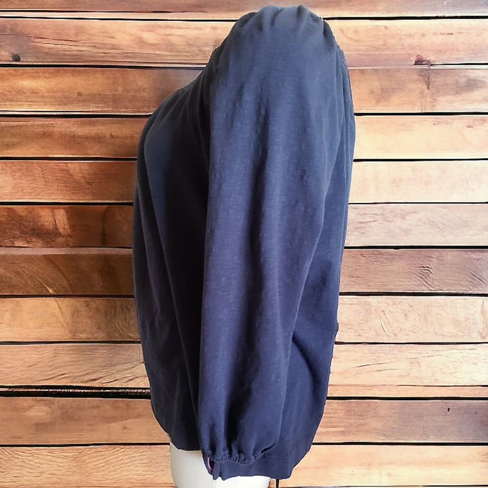 Boden Navy Top Balloon Sleeve Casual Flowy Comfy Y2K Pullover Womens Sz. L - Picture 2 of 10